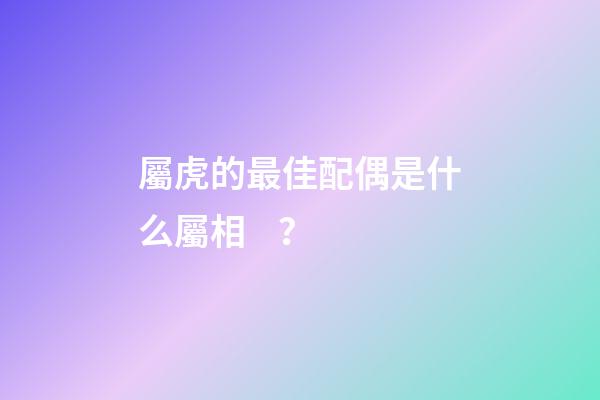 屬虎的最佳配偶是什么屬相？